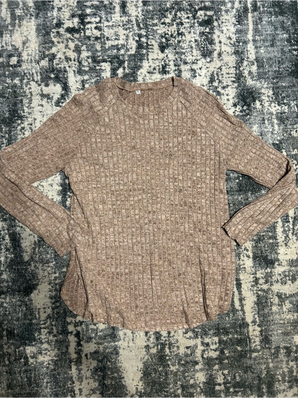 Brown Textured Crew Neck Sweater Size Large